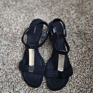 Alfani Black Sandals with Gold Detailing